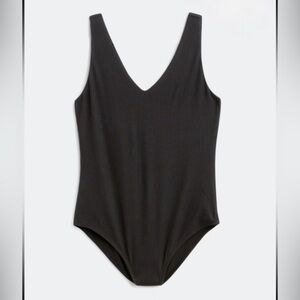 Cute Black V-Neck Bodysuit